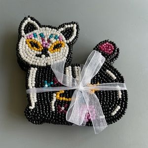 NWT Handmade Cat Beaded Coasters-Set of 4